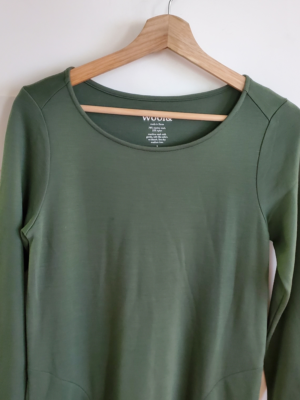 Wool& Olive Long Sleeve Scoop Neck Dress Merino Wool Womens S Pockets Breathable - Picture 4 of 12